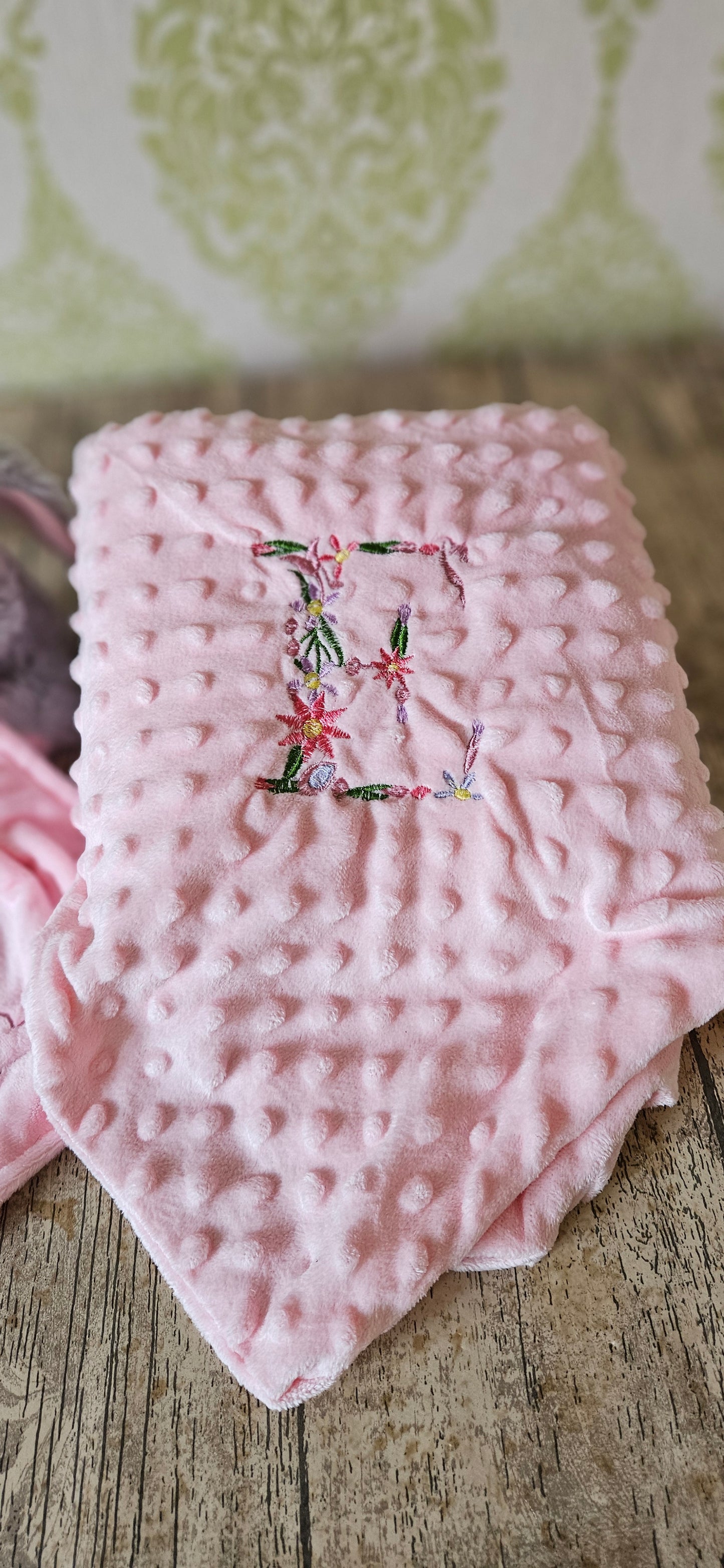 Personalised pink baby blanket